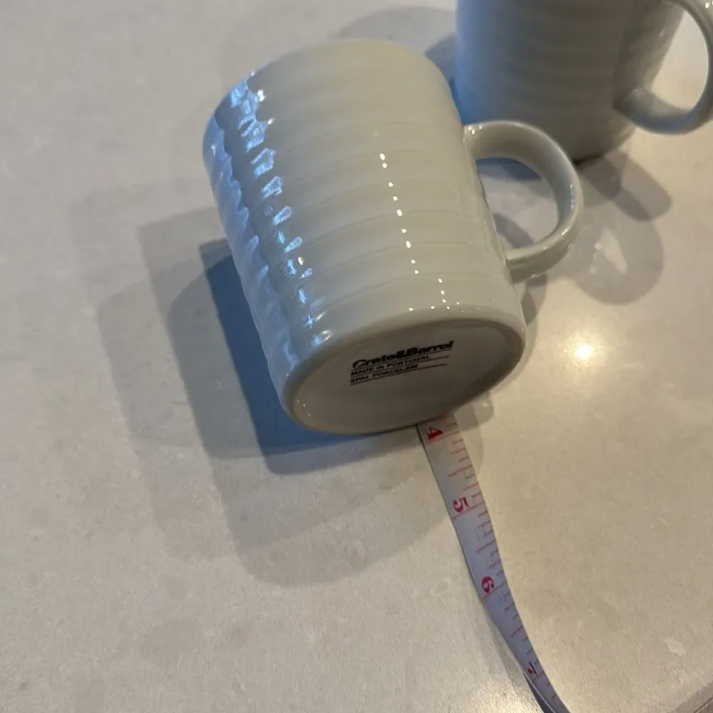 Crate & barrel roulette white 2 coffee cups, excellent condition.